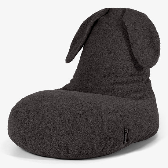 Poltrona Pouf Bambino con Animale Coniglio 2-6 anni - Bouclé Grafite 01