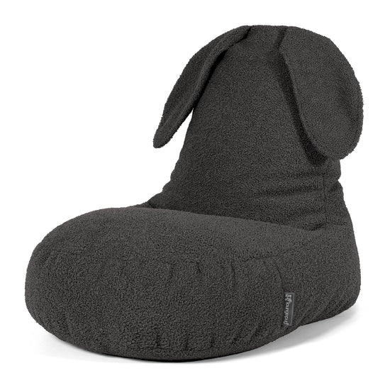 Poltrona Pouf Bambino con Animale Coniglio 2-6 anni - Bouclé Grafite 01