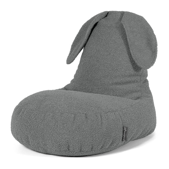 Poltrona Pouf Bambino con Animale Coniglio 2-6 anni - Bouclé Grigio 01