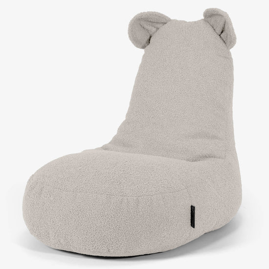 Poltrona Pouf Bambino con Animale Orso 2-6 anni - Bouclé Avorio 01