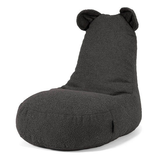Poltrona Pouf Bambino con Animale Orso 2-6 anni - Bouclé Grafite 01