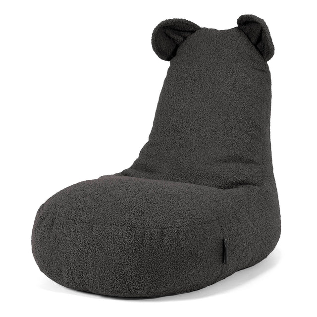 Poltrona Pouf Bambino con Animale Orso 2-6 anni - Bouclé Grafite 01