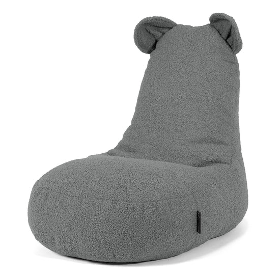 Poltrona Pouf Bambino con Animale Orso 2-6 anni - Bouclé Grigio 01
