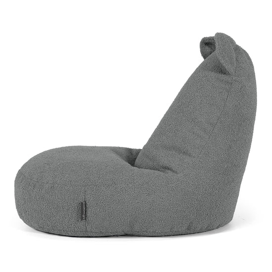 Poltrona Pouf Bambino con Animale Orso 2-6 anni - Bouclé Grigio 02