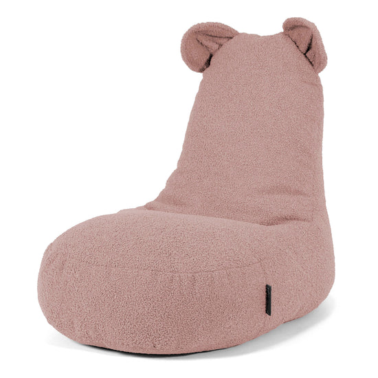 Poltrona Pouf Bambino con Animale Orso 2-6 anni - Bouclé Rosa 01