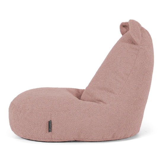 Poltrona Pouf Bambino con Animale Orso 2-6 anni - Bouclé Rosa 02