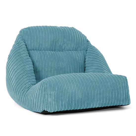 Poltrona Pouf da Pavimento Aya - Velluto a Coste Egeo Blu 01