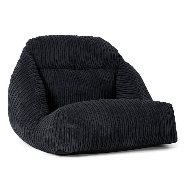 Poltrona Pouf da Pavimento Aya - Velluto a Coste Nero 01
