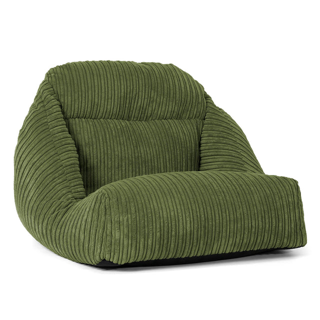 Poltrona Pouf da Pavimento Aya - Velluto a Coste Verde Foresta 01