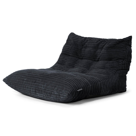 Poltrona Pouf da Pavimento Noah - Velluto a Coste Nero 02