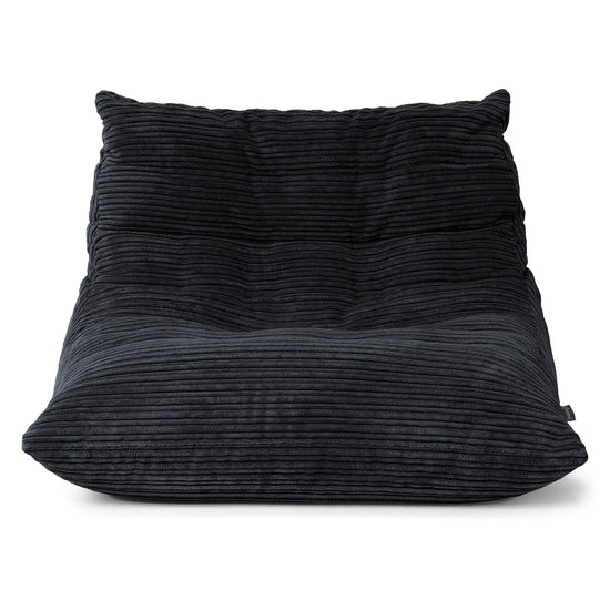 Poltrona Pouf da Pavimento Noah - Velluto a Coste Nero 01