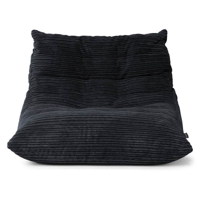 Poltrona Pouf da Pavimento Noah - Velluto a Coste Nero 01