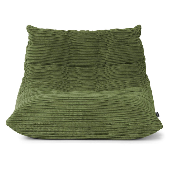 Poltrona Pouf da Pavimento Noah - Velluto a Coste Verde Foresta 01