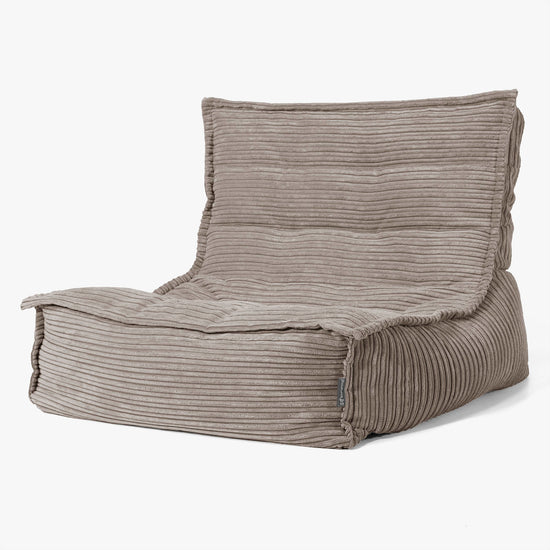 Poltrona Pouf da Pavimento Oliver - Velluto a Coste Grigio Tortora 01