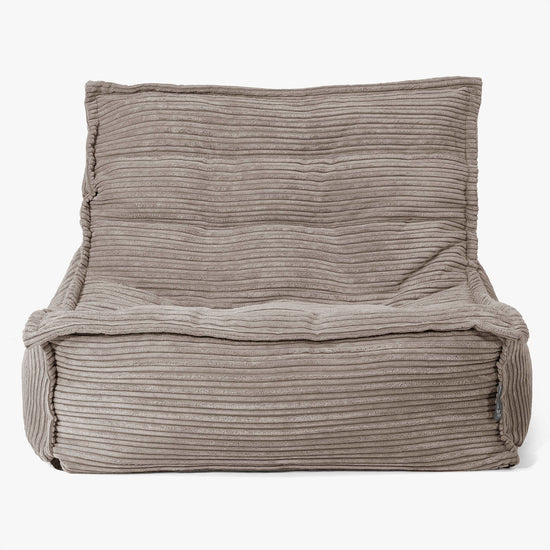 Poltrona Pouf da Pavimento Oliver - Velluto a Coste Grigio Tortora 02