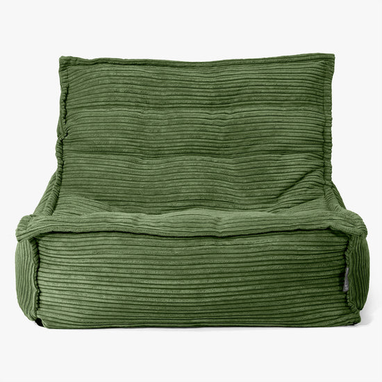 Poltrona Pouf da Pavimento Oliver - Velluto a Coste Verde Foresta 02
