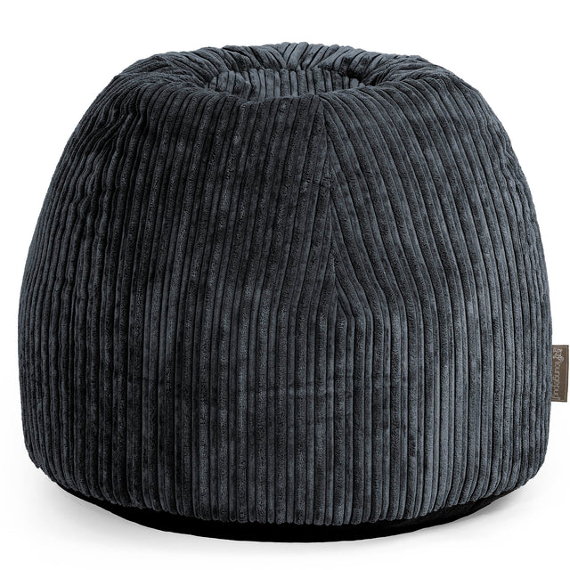 Pouf Sgabello per Toeletta - Velluto a Coste Nero - 01
