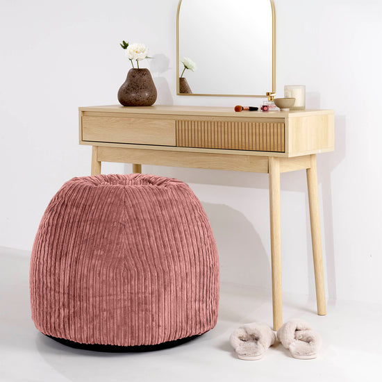 Pouf Sgabello per Toeletta - Velluto a Coste Pesca - 02