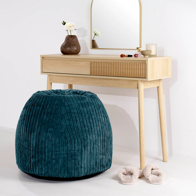 Pouf Sgabello per Toeletta - Velluto a Coste Tiglio - 02