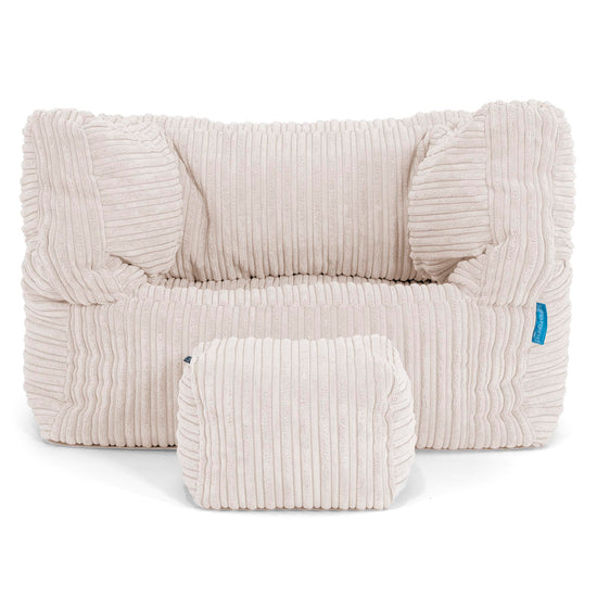 Poltrona Pouf Sacco Albert per Bambini 1 a 5 anni - Velluto a Coste Avorio 03