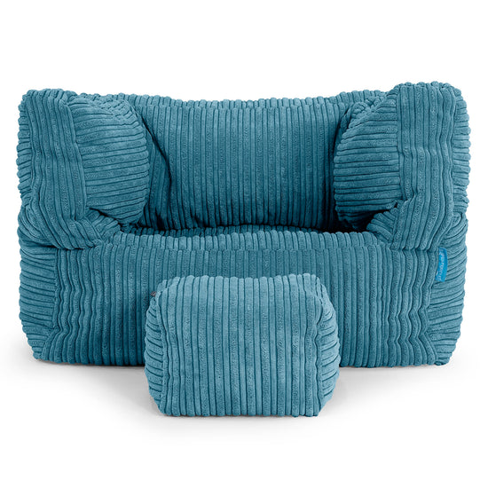Poltrona Pouf Sacco Albert per Bambini 1 a 5 anni - Velluto a Coste Egeo Blu 03