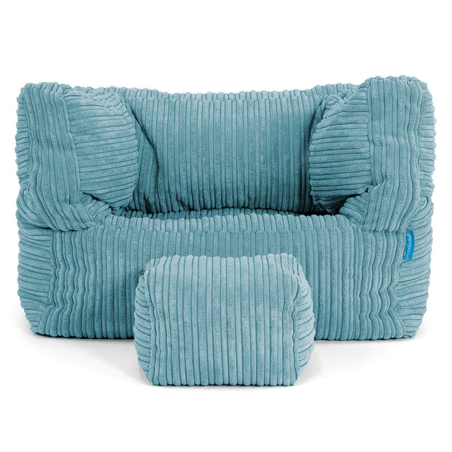 Poltrona Pouf Sacco Albert per Bambini 1 a 5 anni - Velluto a Coste Egeo Blu 03