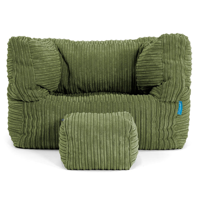 Poltrona Pouf Sacco Albert per Bambini 1 a 5 anni - Velluto a Coste Verde Foresta 03
