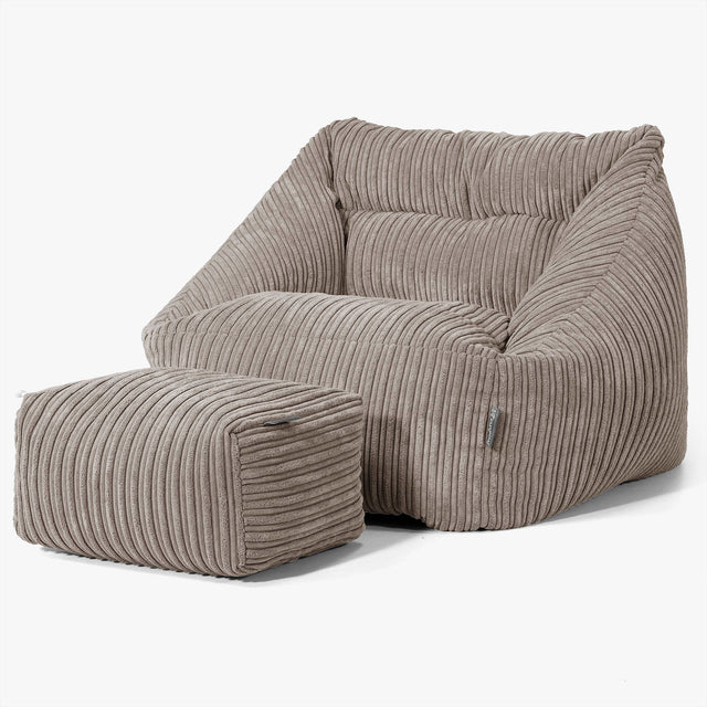 Poltrona Pouf Sacco Maya - Velluto a Coste Grigio Tortora 02