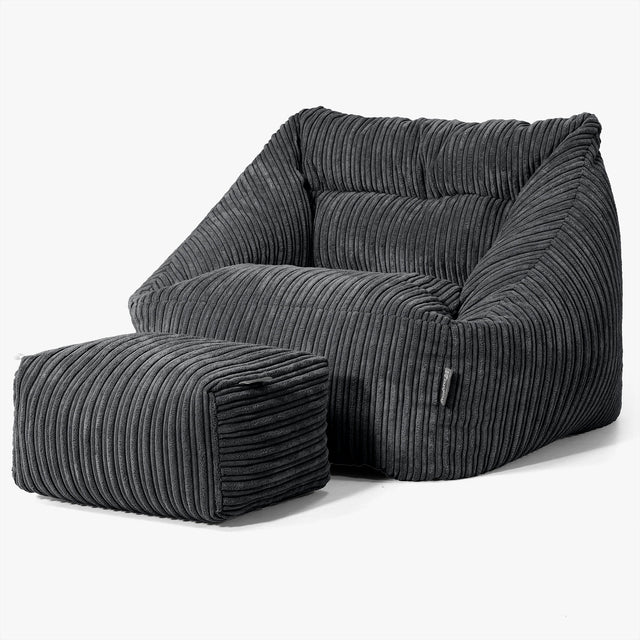 Poltrona Pouf Sacco Maya - Velluto a Coste Nero 02