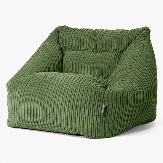 Poltrona Pouf Sacco Maya - Velluto a Coste Verde Foresta 01