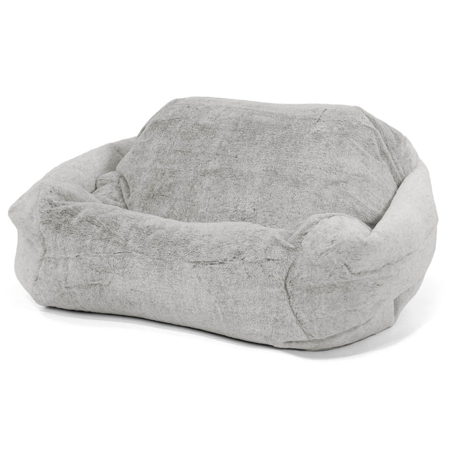 Poltrona Pouf Sacco Sabine - Eco-pelliccia di Coniglio Grigio Chiaro 01