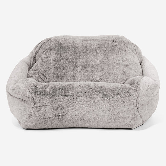 Poltrona Pouf Sacco Sabine - Eco-pelliccia di Coniglio Grigio Chiaro 02