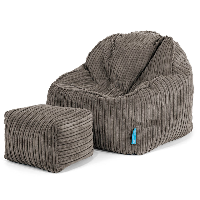 Poltrona Pouf Sacco Sloucher per Bambini 2 a 6 anni - Velluto a Coste Grafite 03