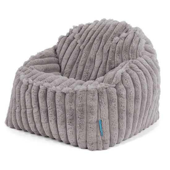 Poltrona Pouf Sacco Sloucher per Bambini 2 a 6 anni - Velluto Felpato Ultra Morbido Grigio1
