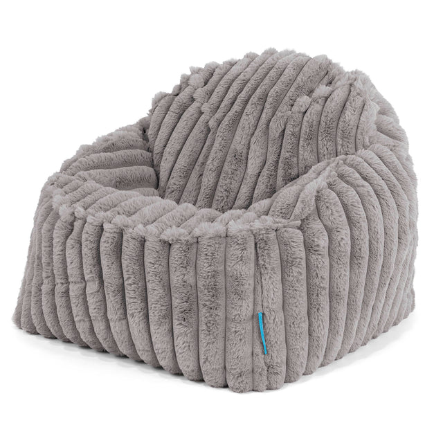 Poltrona Pouf Sacco Sloucher per Bambini 2 a 6 anni - Velluto Felpato Ultra Morbido Grigio1