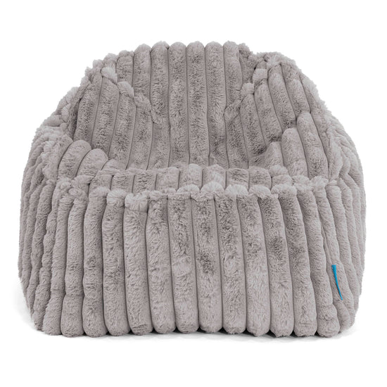 Poltrona Pouf Sacco Sloucher per Bambini 2 a 6 anni - Velluto Felpato Ultra Morbido Grigio2