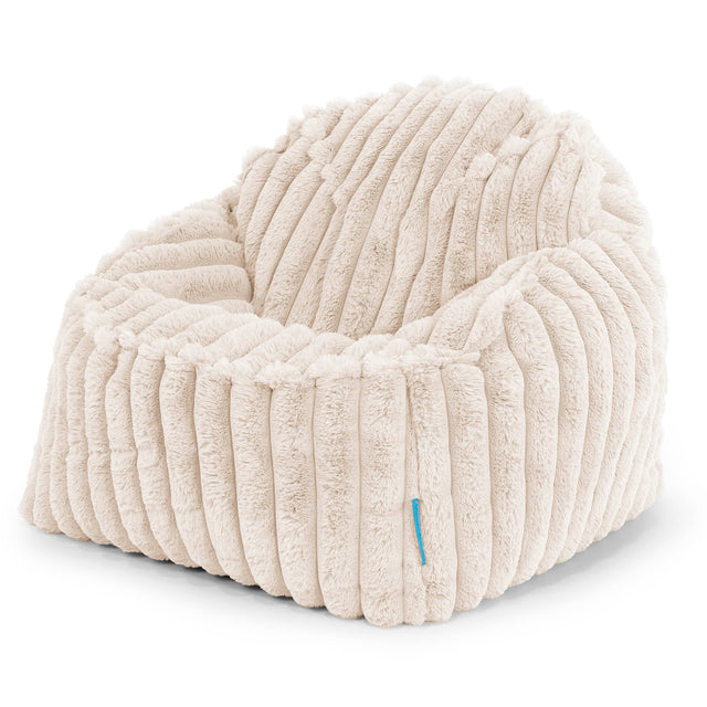 Poltrona Pouf Sacco Sloucher per Bambini 2 a 6 anni - Velluto Felpato Ultra Morbido Panna1