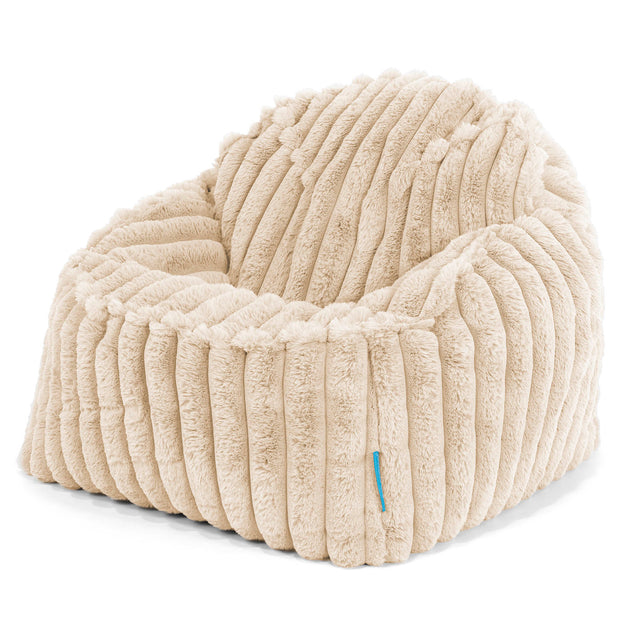 Poltrona Pouf Sacco Sloucher per Bambini 2 a 6 anni - Velluto Felpato Ultra Morbido Panna1