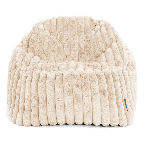 Poltrona Pouf Sacco Sloucher per Bambini 2 a 6 anni - Velluto Felpato Ultra Morbido Panna2