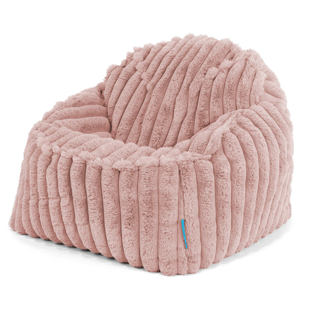 Poltrona Pouf Sacco Sloucher per Bambini 2 a 6 anni - Velluto Felpato Ultra Morbido Rosa Antico1