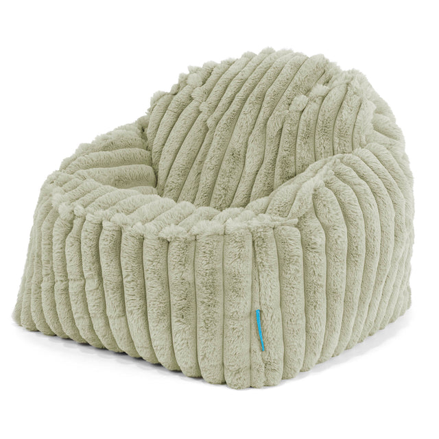 Poltrona Pouf Sacco Sloucher per Bambini 2 a 6 anni - Velluto Felpato Ultra Morbido Verde Salvia1
