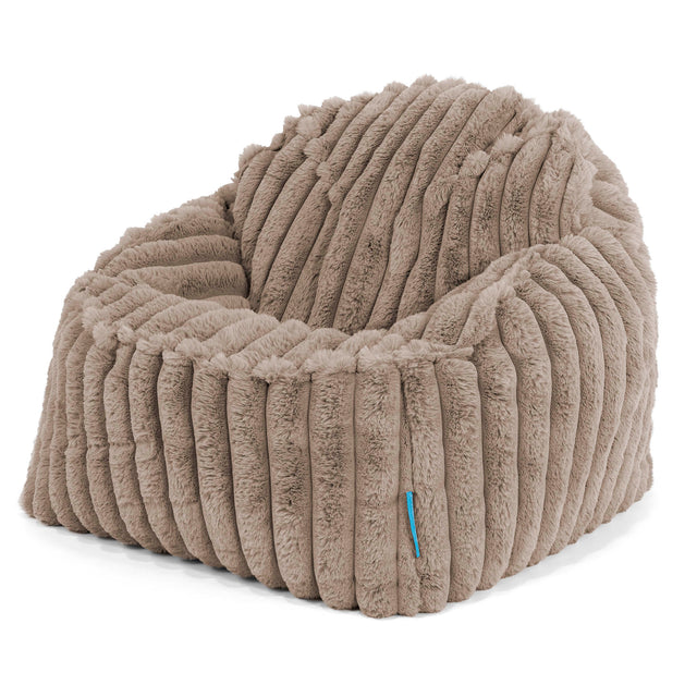 Poltrona Pouf Sacco Sloucher per Bambini 2 a 6 anni - Velluto Felpato Ultra Morbido Visone1