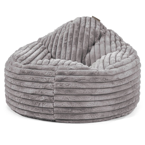 Poltrona Sacco 'Archi', Pouf - Velluto Felpato Ultra Morbido Grigio 01