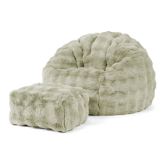 Poltrona Sacco 'Classico' - Pelliccia Sintetica a Bolle Verde Salvia 02