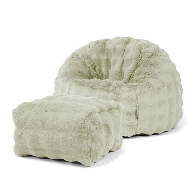 Poltrona Sacco 'Classico' - Pelliccia Sintetica a Bolle Verde Salvia 02