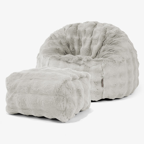 Poltrona Sacco 'Classico' - Pelliccia Sintetica a Bolle Verde Salvia 01