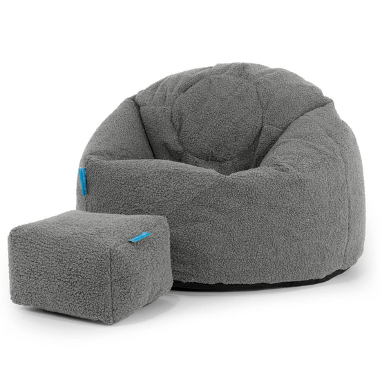 Poltrona Sacco 'Classico' per Bambini 1-5 anni - Bouclé Grigio 02