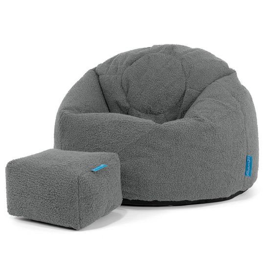 Poltrona Sacco 'Classico' per Bambini 1-5 anni - Bouclé Grigio 02