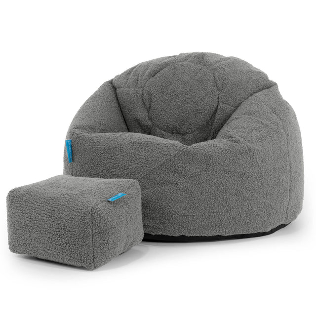 Poltrona Sacco 'Classico' per Bambini 1-5 anni - Bouclé Grigio 02