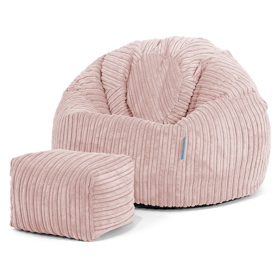 Poltrona Sacco 'Classico' per Bambini 1-5 anni - Velluto a Coste Rosa Cipria 02